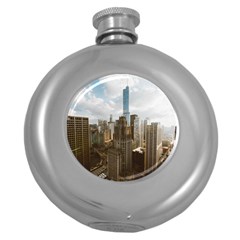 Architectural Design Architecture Buildings City Round Hip Flask (5 Oz) by Pakrebo