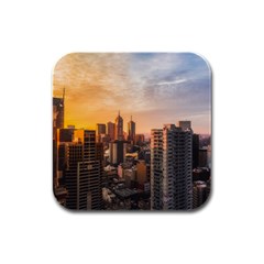 View Of High Rise Buildings During Day Time Rubber Square Coaster (4 Pack)  by Pakrebo