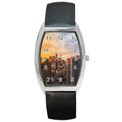 View Of High Rise Buildings During Day Time Barrel Style Metal Watch by Pakrebo