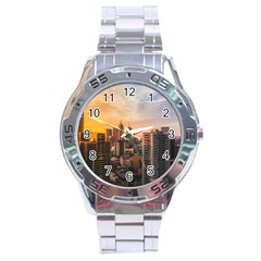 View Of High Rise Buildings During Day Time Stainless Steel Analogue Watch by Pakrebo