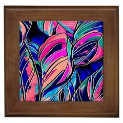 Tropical Leaves Resize 2000x2000 Same A3580b Framed Tiles by Sobalvarro