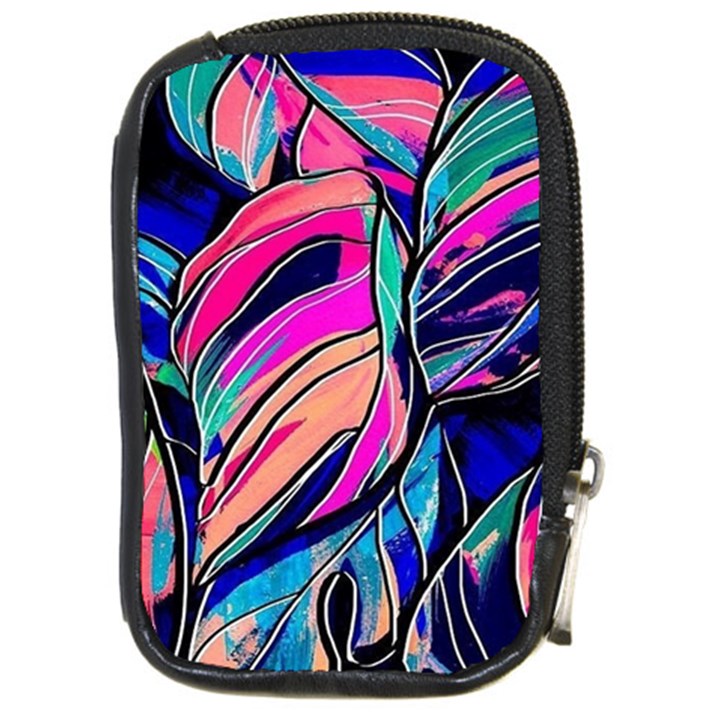 Tropical leaves Resize 2000x2000 Same A3580b Compact Camera Leather Case