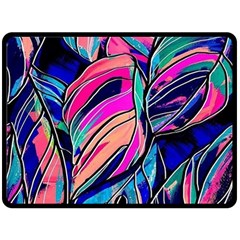 Tropical Leaves Resize 2000x2000 Same A3580b Fleece Blanket (large)  by Sobalvarro