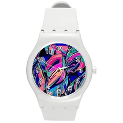 Tropical Leaves Resize 2000x2000 Same A3580b Round Plastic Sport Watch (m) by Sobalvarro