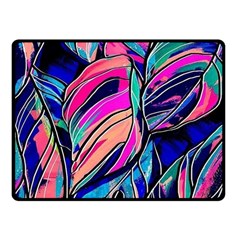 Tropical Leaves Resize 2000x2000 Same A3580b Double Sided Fleece Blanket (small)  by Sobalvarro