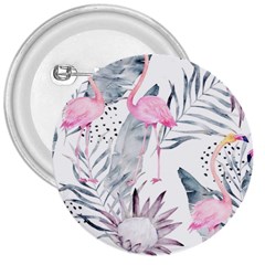 Tropical Flamingos 3  Buttons by Sobalvarro