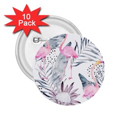 Tropical Flamingos 2 25  Buttons (10 Pack)  by Sobalvarro