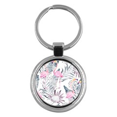 Tropical Flamingos Key Chain (round) by Sobalvarro