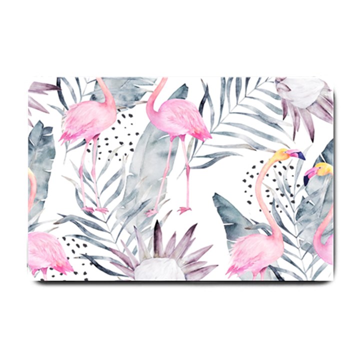 Tropical flamingos Small Doormat 