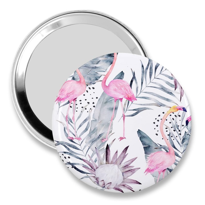 Tropical flamingos 3  Handbag Mirrors