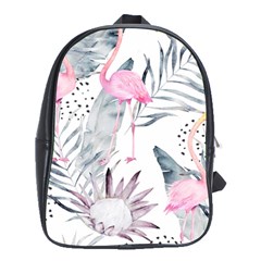 Tropical Flamingos School Bag (xl) by Sobalvarro