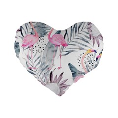 Tropical Flamingos Standard 16  Premium Heart Shape Cushions by Sobalvarro