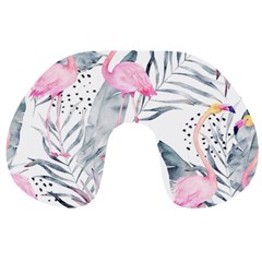 Tropical Flamingos Travel Neck Pillow by Sobalvarro