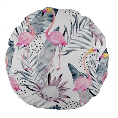 Tropical Flamingos Large 18  Premium Flano Round Cushions by Sobalvarro