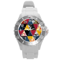 Triangles Round Plastic Sport Watch (l) by Sobalvarro