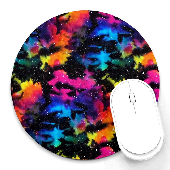 Tie dye rainbow galaxy Round Mousepads