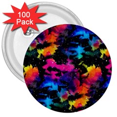 Tie Dye Rainbow Galaxy 3  Buttons (100 Pack)  by KirstenStar