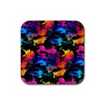 Tie dye rainbow galaxy Rubber Coaster (Square)  Front