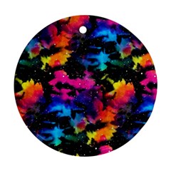 Tie Dye Rainbow Galaxy Round Ornament (two Sides) by KirstenStar