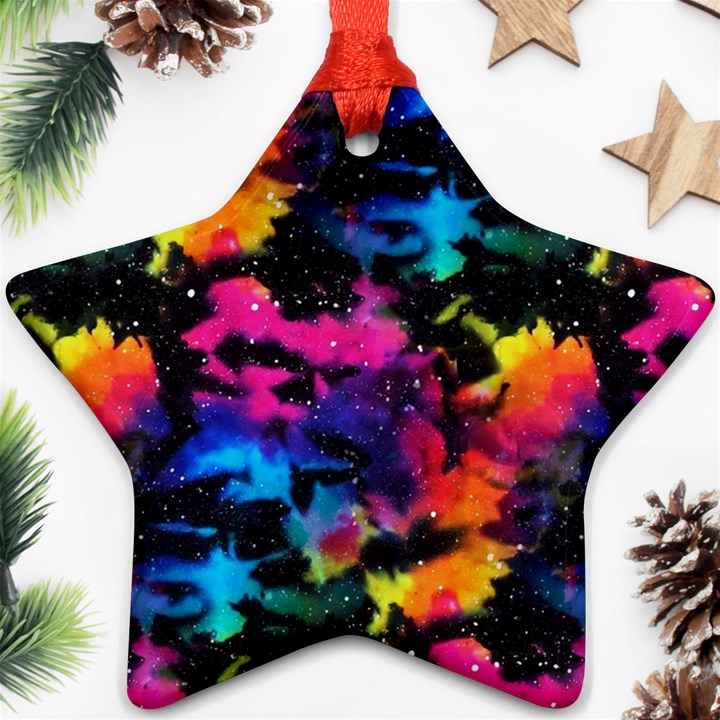 Tie dye rainbow galaxy Star Ornament (Two Sides)