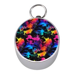 Tie Dye Rainbow Galaxy Mini Silver Compasses by KirstenStar