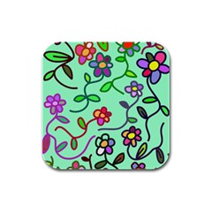 Flowers Floral Plants Rubber Square Coaster (4 Pack)  by Bajindul