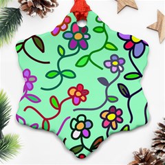 Flowers Floral Plants Snowflake Ornament (two Sides) by Bajindul