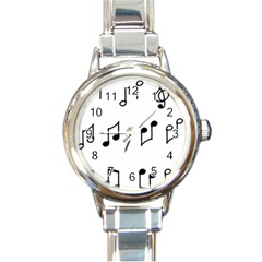 Piano Notes Music Round Italian Charm Watch by HermanTelo