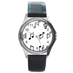 Piano Notes Music Round Metal Watch by HermanTelo