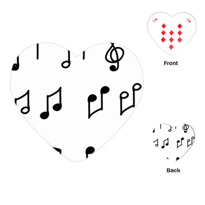 Piano Notes Music Playing Cards Single Design (Heart)