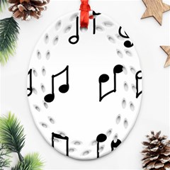 Piano Notes Music Oval Filigree Ornament (two Sides)