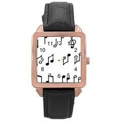 Piano Notes Music Rose Gold Leather Watch  by HermanTelo