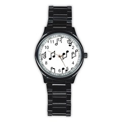 Piano Notes Music Stainless Steel Round Watch