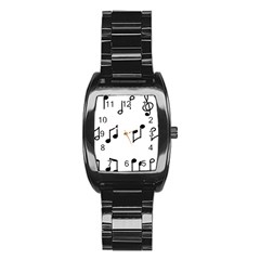 Piano Notes Music Stainless Steel Barrel Watch