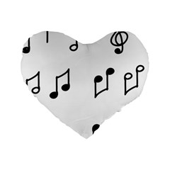 Piano Notes Music Standard 16  Premium Flano Heart Shape Cushions by HermanTelo