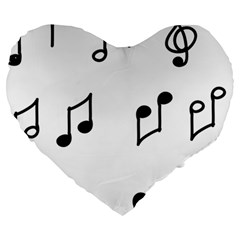 Piano Notes Music Large 19  Premium Heart Shape Cushions by HermanTelo