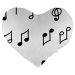 Piano Notes Music Large 19  Premium Heart Shape Cushions Front