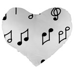 Piano Notes Music Large 19  Premium Heart Shape Cushions Back