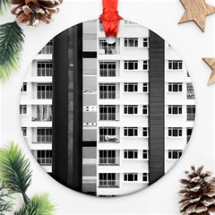 White And Black City Buildings Ornament (round) by Pakrebo