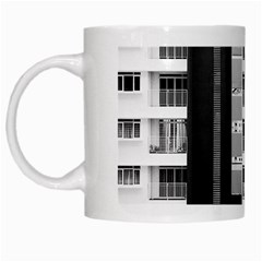 White And Black City Buildings White Mugs by Pakrebo