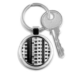 White And Black City Buildings Key Chain (round) by Pakrebo