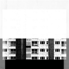 White And Black City Buildings Rectangular Jigsaw Puzzl by Pakrebo