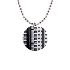 White And Black City Buildings 1  Button Necklace by Pakrebo