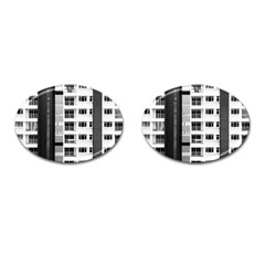 White And Black City Buildings Cufflinks (oval) by Pakrebo