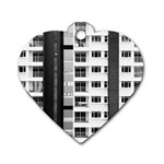 White And Black City Buildings Dog Tag Heart (One Side) Front