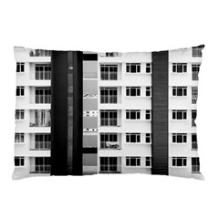 White And Black City Buildings Pillow Case by Pakrebo