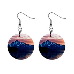 Tree Near Mountain Range Mini Button Earrings by Pakrebo