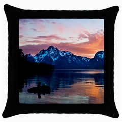 Tree Near Mountain Range Throw Pillow Case (black) by Pakrebo