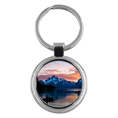 Tree Near Mountain Range Key Chain (round) by Pakrebo