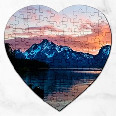 Tree Near Mountain Range Jigsaw Puzzle (heart) by Pakrebo